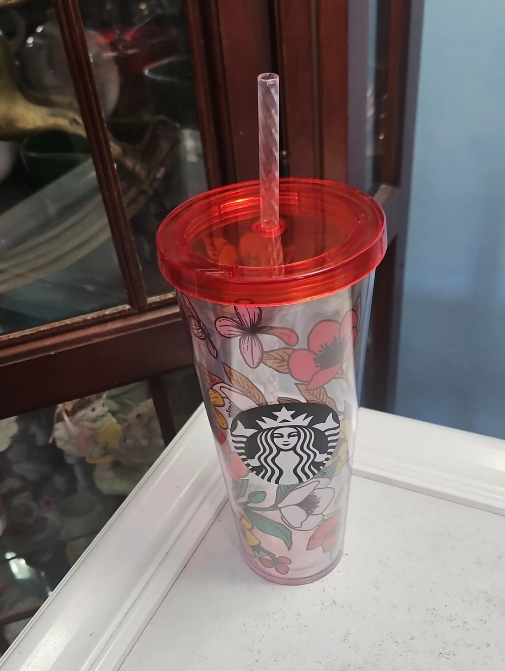 Starbucks Red Poppy Flowers Acrylic Cold Venti Cup 24 Oz Tumbler